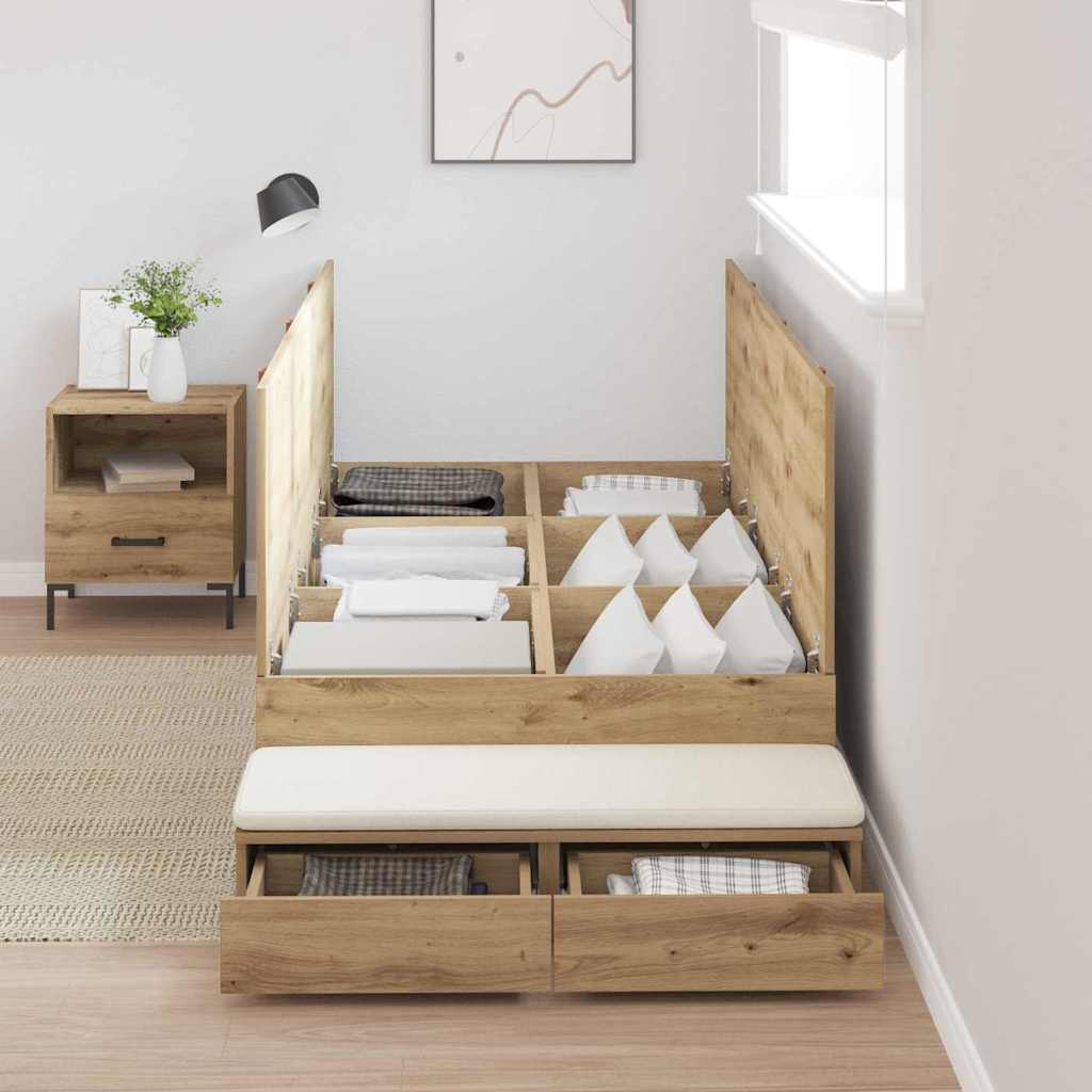 vidaXL Κρεβάτι με αποθηκευτικό χώρο με συρτάρι Artisan Oak 100 cm