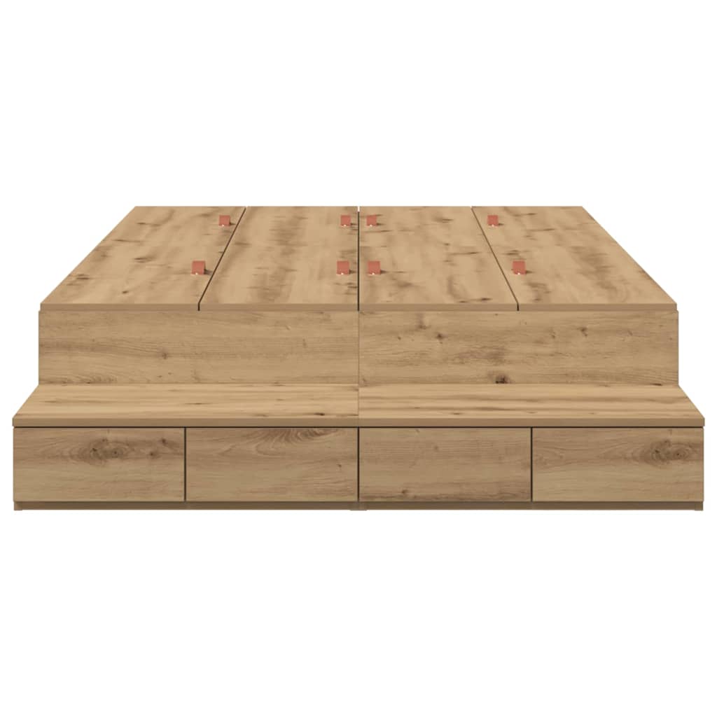 vidaXL Κρεβάτι με αποθηκευτικό χώρο με συρτάρι με πόρτα artisan δρυς