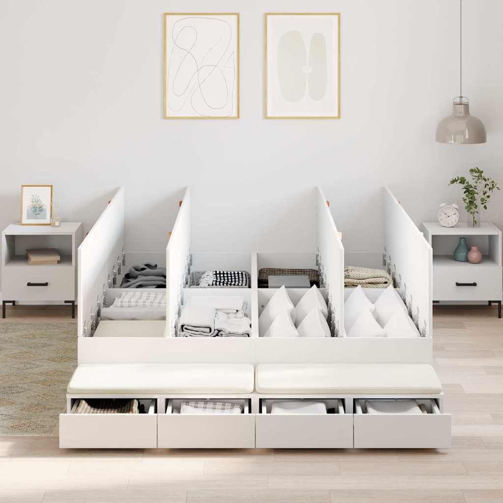 vidaXL Κρεβάτι με αποθηκευτικό χώρο Λευκό 150 cm Επεξεργασμένο ξύλο