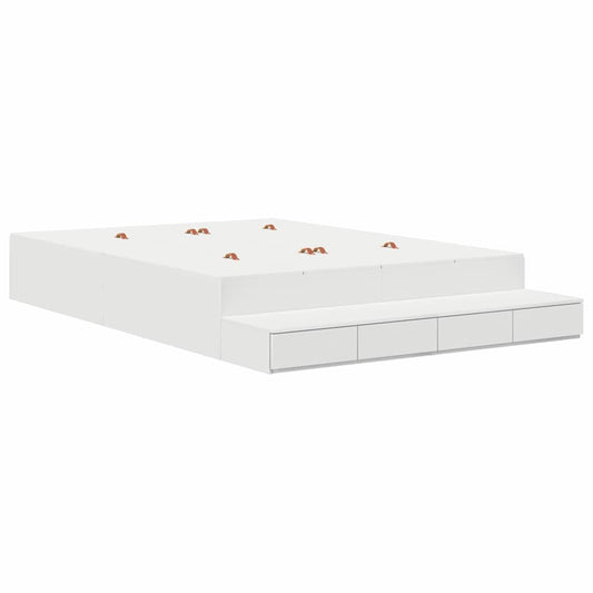 vidaXL Κρεβάτι με αποθηκευτικό χώρο Λευκό 150 cm Επεξεργασμένο ξύλο