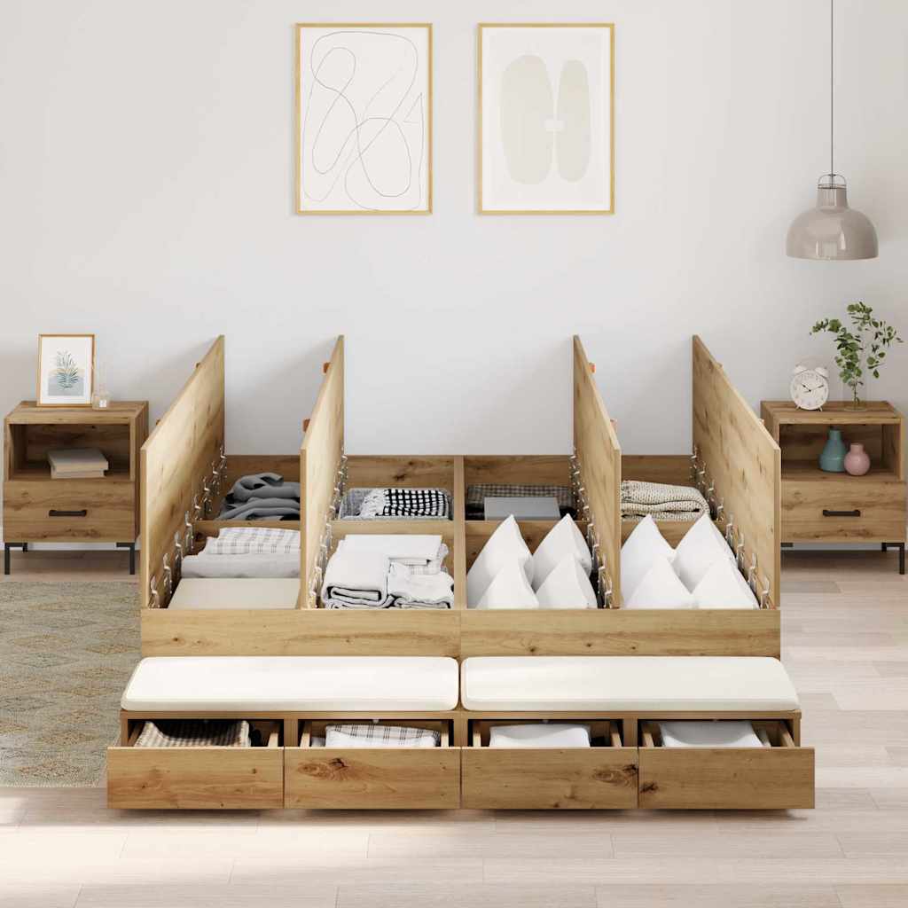 vidaXL Κρεβάτι με αποθηκευτικό χώρο με συρτάρι Artisan Oak 150 cm