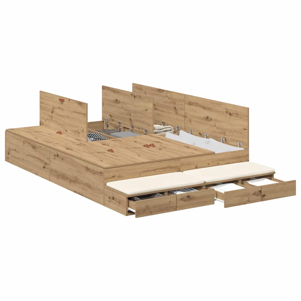 vidaXL Κρεβάτι με αποθηκευτικό χώρο με συρτάρι Artisan Oak 150 cm