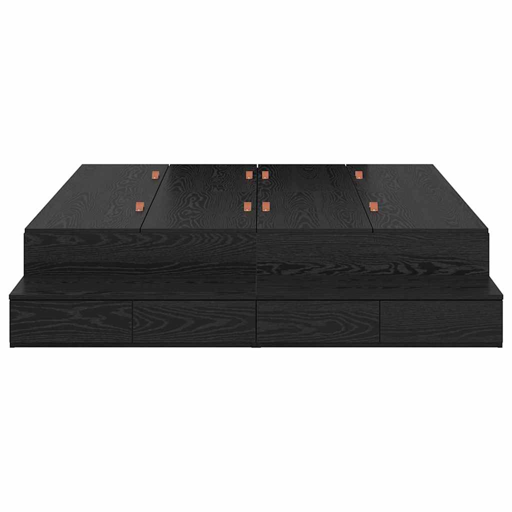 vidaXL κρεβάτι αποθήκευσης Μαύρη δρυς 160x200 εκ