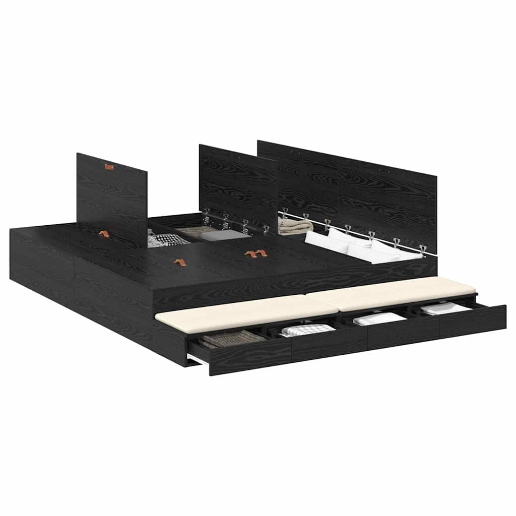 vidaXL Κρεβάτι με αποθηκευτικό χώρο Μαύρη δρυς 236.5 x 180 x 31.5 εκ