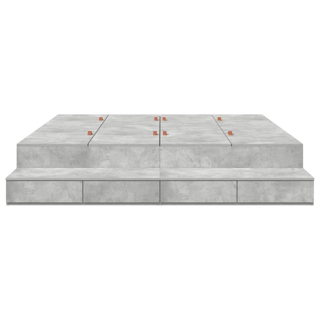 vidaXL Κρεβάτι με αποθηκευτικό χώρο με συρτάρι με πόρτα Σκυρόδεμα Γκρι