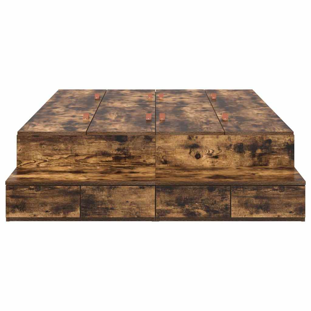 vidaXL Κρεβάτι με αποθηκευτικό χώρο με συρτάρι με πόρτα Καπνιστό Δρύς