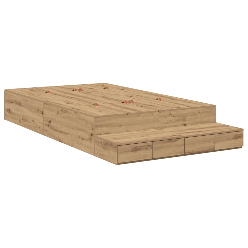 vidaXL Κρεβάτι με αποθηκευτικό χώρο με συρτάρι με πόρτα artisan δρυς