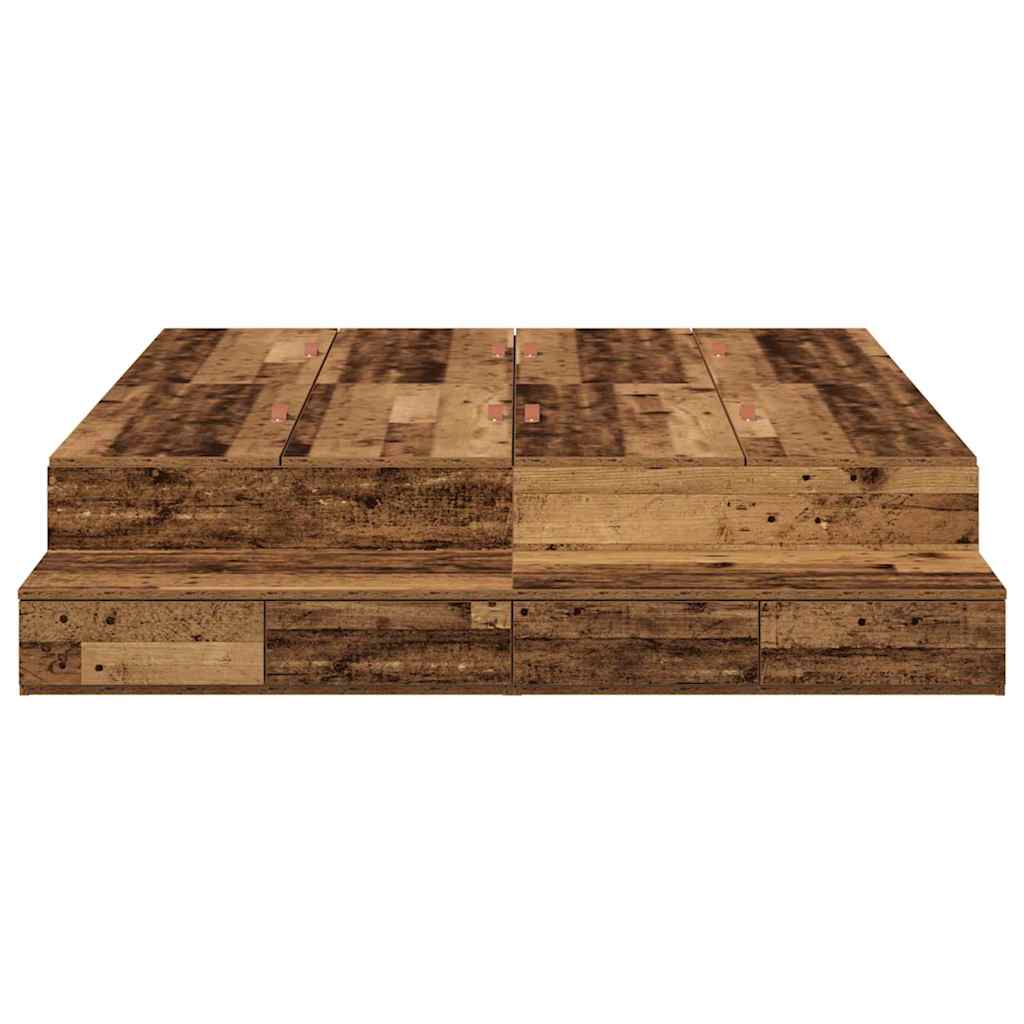 vidaXL Κρεβάτι με αποθηκευτικό χώρο Παλαιό ξύλο 226.5 x 140 x 31.5 εκ.