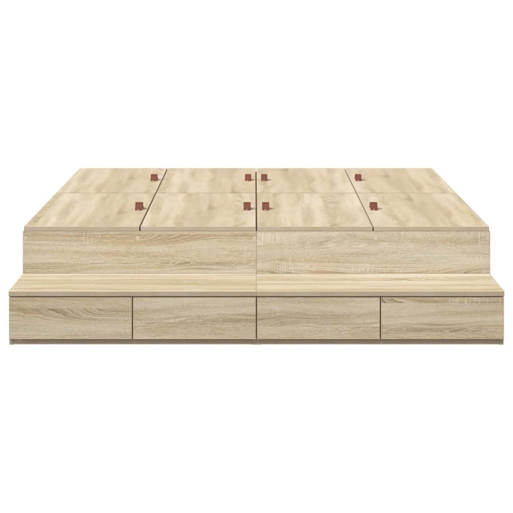vidaXL Κρεβάτι με αποθηκευτικό χώρο Δρύς Sonoma 226.5 x 135 x 31.5 εκ