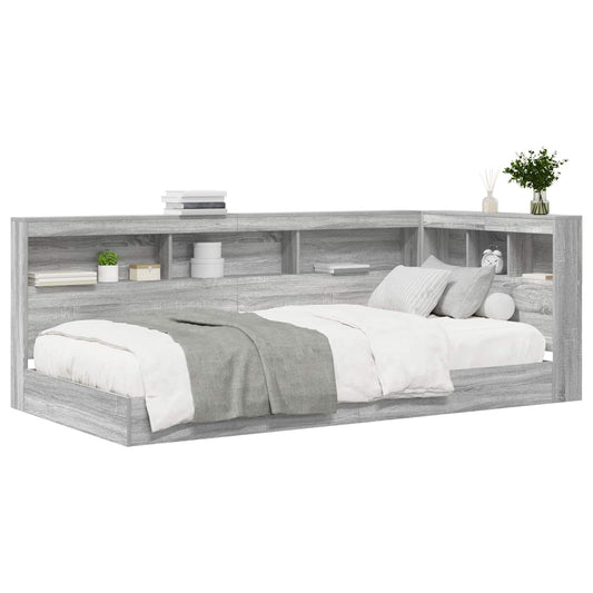 vidaXL Κρεβάτι Βιβλιοθήκης Γκρι sonoma 100 x 200 cm Επεξεργασμένο ξύλο