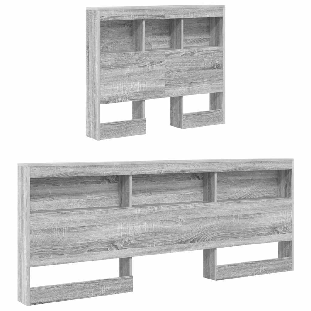 vidaXL Κρεβάτι Βιβλιοθήκης Γκρι sonoma 100 x 200 cm Επεξεργασμένο ξύλο