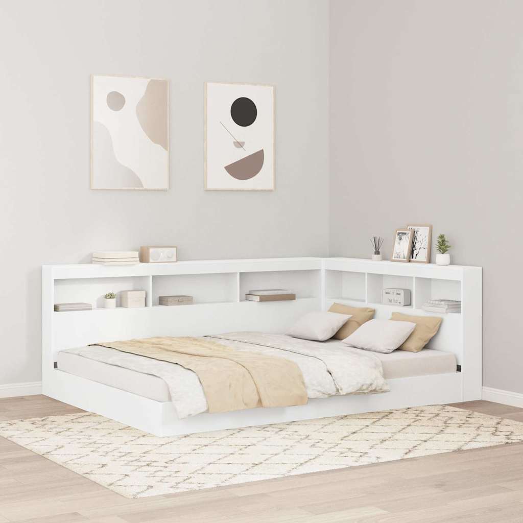 vidaXL Κρεβάτι Βιβλιοθήκης Λευκό 150 x 200 cm Επεξεργασμένο ξύλο