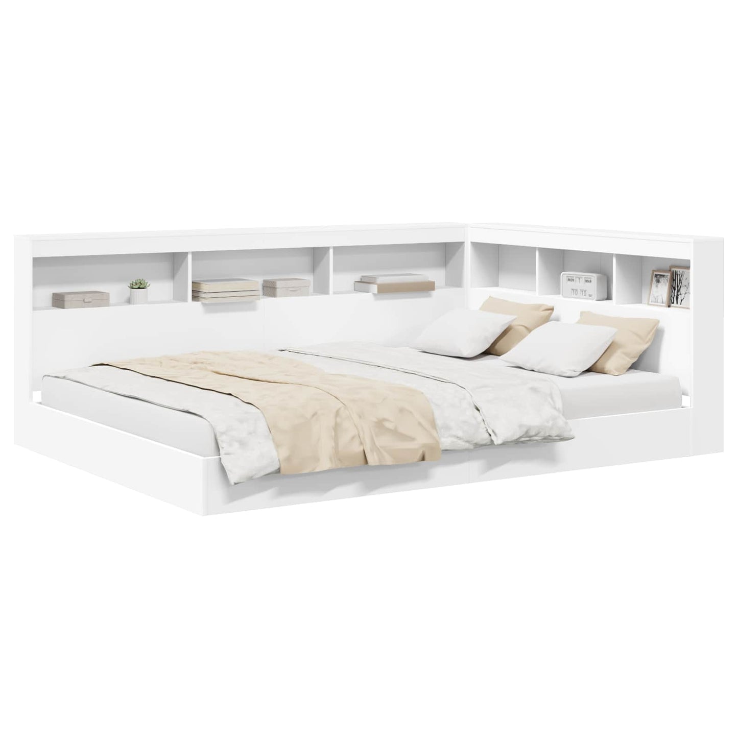 vidaXL Κρεβάτι Βιβλιοθήκης Λευκό 150 x 200 cm Επεξεργασμένο ξύλο