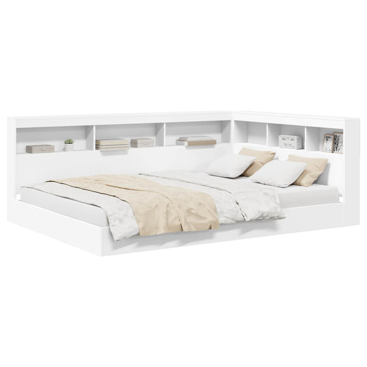 vidaXL Κρεβάτι Βιβλιοθήκης Λευκό 150 x 200 cm Επεξεργασμένο ξύλο