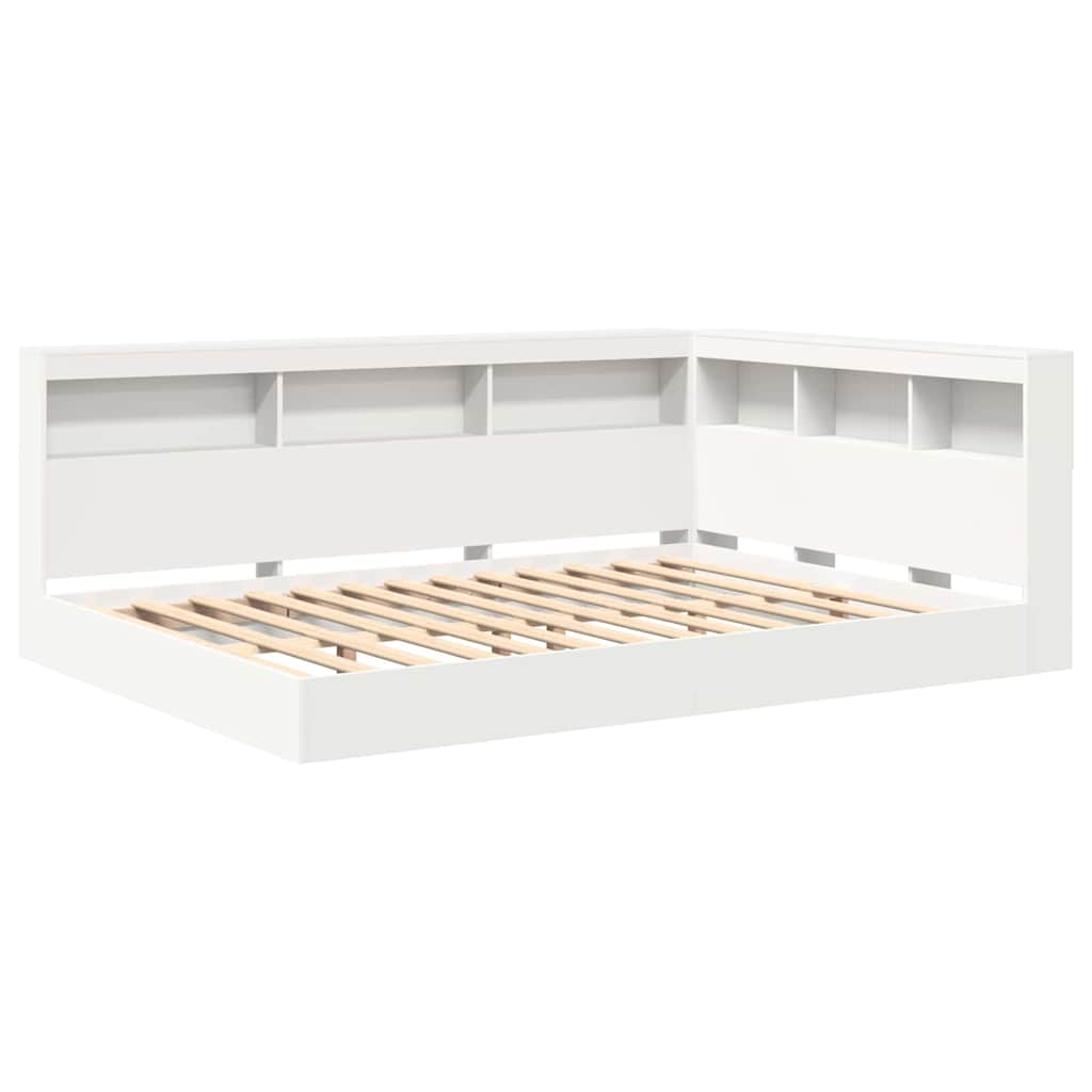 vidaXL Κρεβάτι Βιβλιοθήκης Λευκό 150 x 200 cm Επεξεργασμένο ξύλο