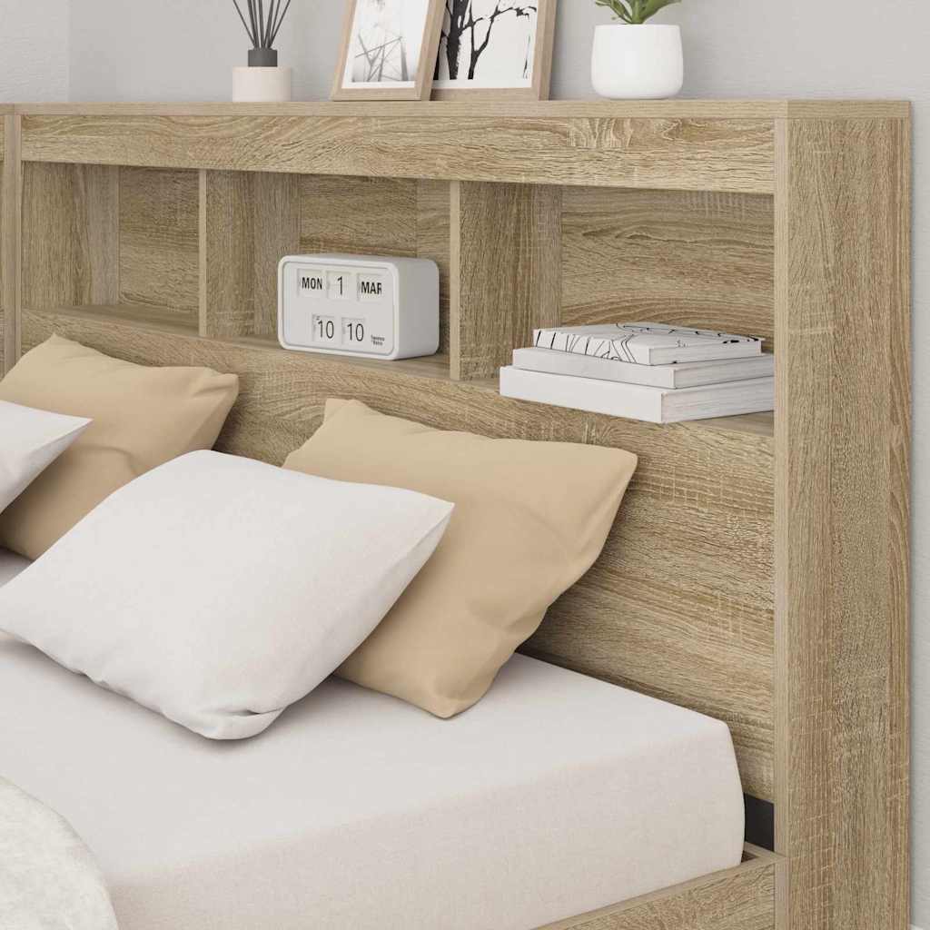 vidaXL Κρεβάτι Βιβλιοθήκης Sonoma Δρυς 160 x 200 cm Επεξεργασμένο ξύλο