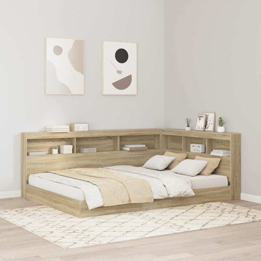 vidaXL Κρεβάτι Βιβλιοθήκης Sonoma Δρυς 160 x 200 cm Επεξεργασμένο ξύλο