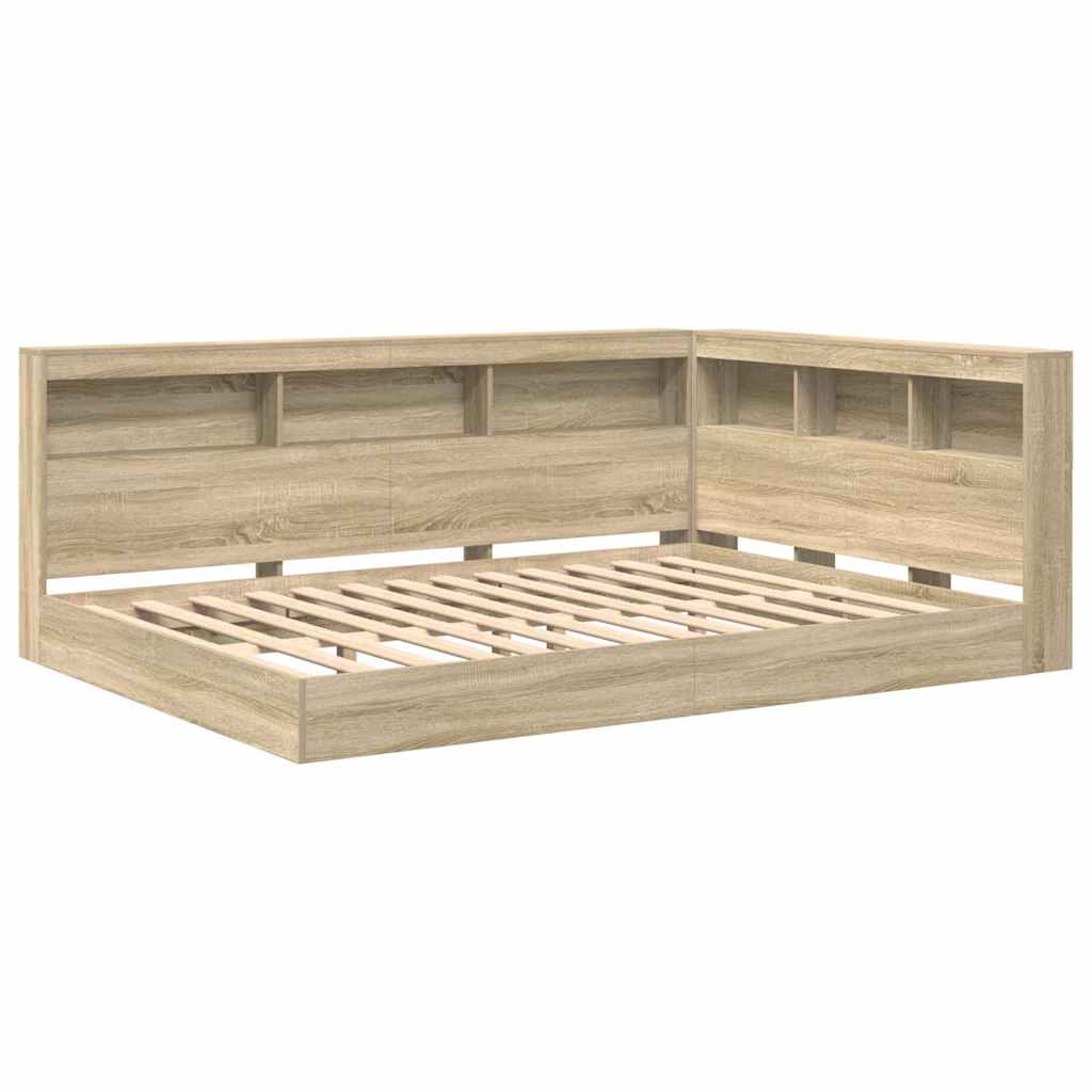 vidaXL Κρεβάτι Βιβλιοθήκης Sonoma Δρυς 160 x 200 cm Επεξεργασμένο ξύλο