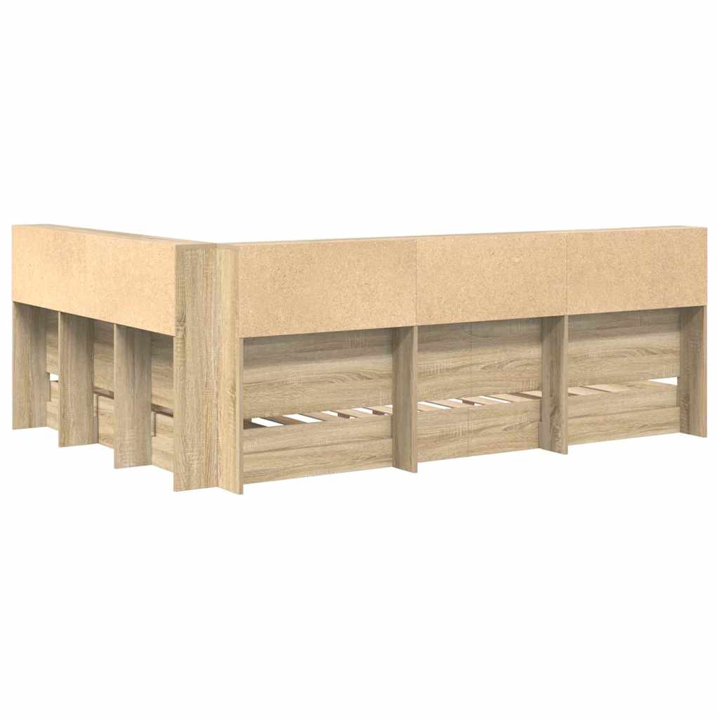 vidaXL Κρεβάτι Βιβλιοθήκης Sonoma Δρυς 160 x 200 cm Επεξεργασμένο ξύλο