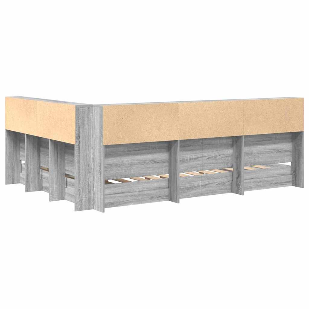 vidaXL Κρεβάτι Βιβλιοθήκης Γκρι sonoma 160 x 200 cm Επεξεργασμένο ξύλο