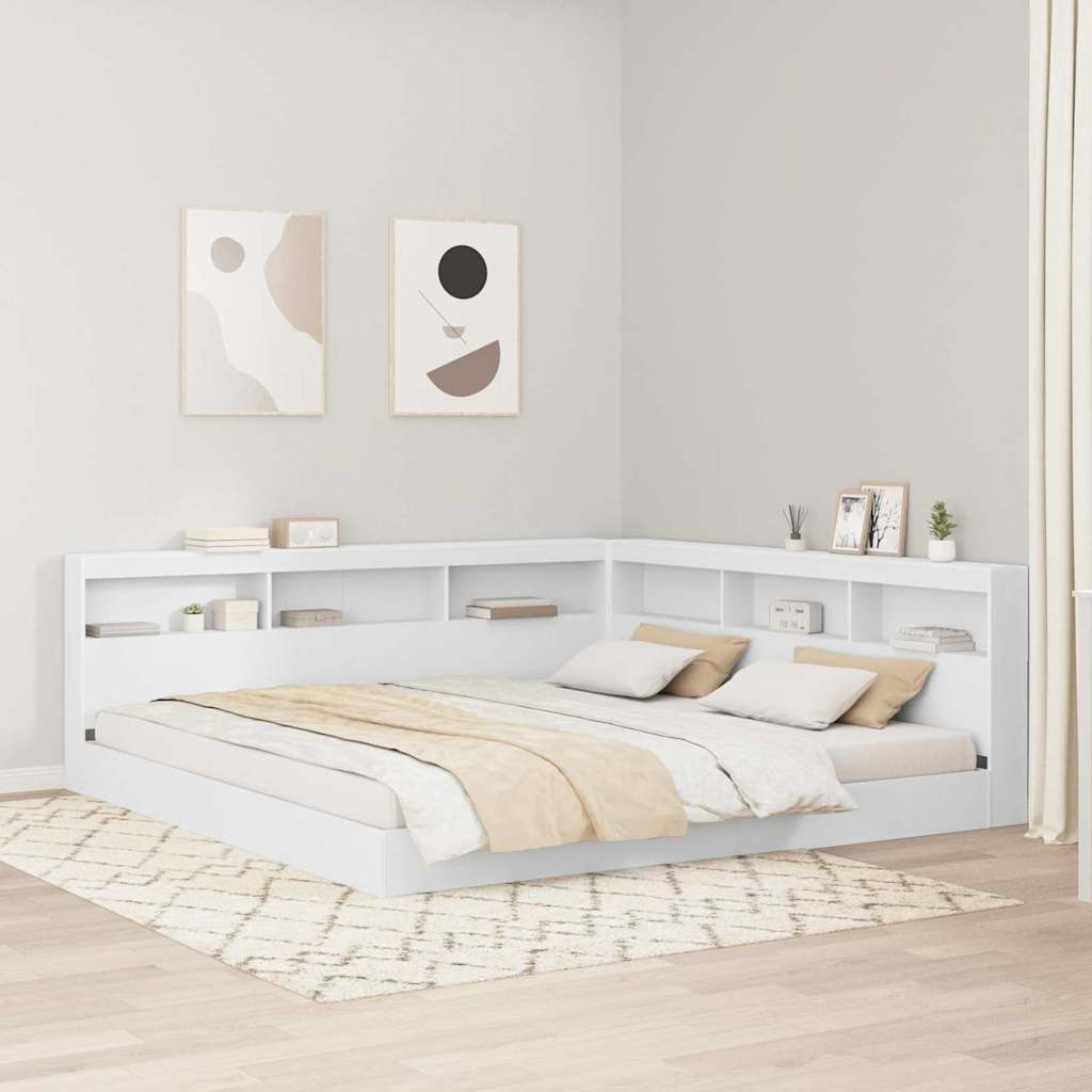 vidaXL Κρεβάτι Βιβλιοθήκης Λευκό 180 x 200 cm Επεξεργασμένο ξύλο