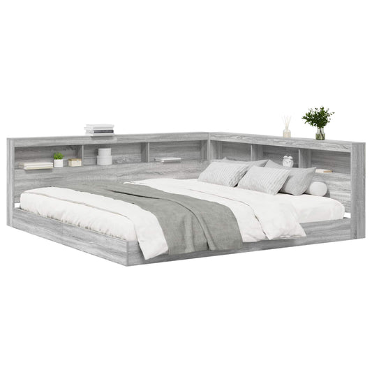 vidaXL Κρεβάτι Βιβλιοθήκης Γκρι sonoma 180 x 200 cm Επεξεργασμένο ξύλο
