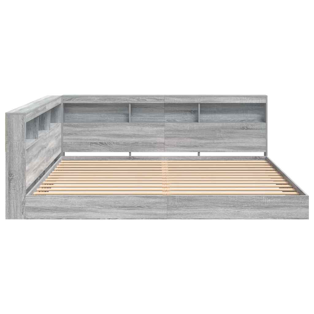 vidaXL Κρεβάτι Βιβλιοθήκης Γκρι sonoma 180 x 200 cm Επεξεργασμένο ξύλο