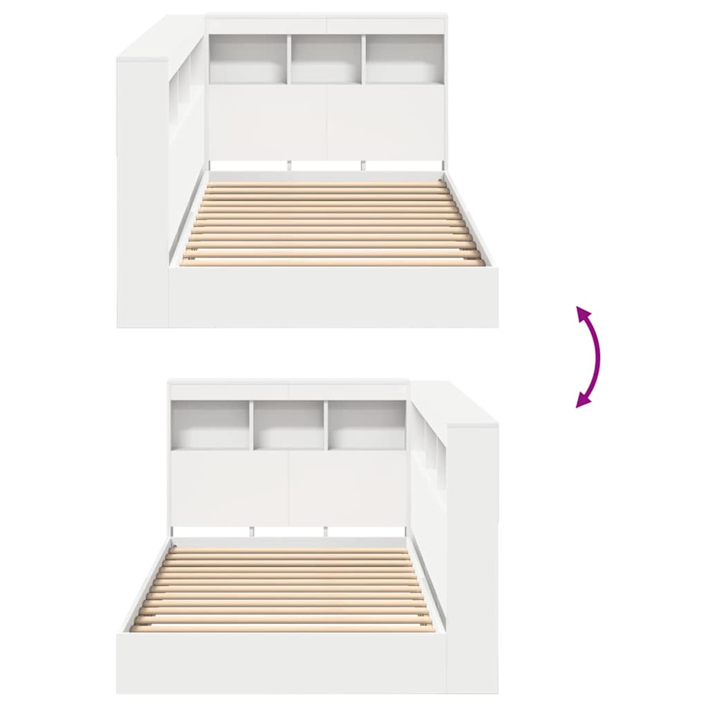vidaXL Κρεβάτι Βιβλιοθήκης Λευκό 90 x 190 cm Επεξεργασμένο ξύλο