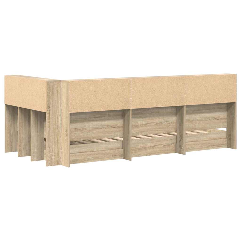 vidaXL Κρεβάτι Βιβλιοθήκης Δρύς Sonoma 75 x 190 cm Επεξεργασμένο ξύλο