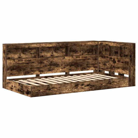 vidaXL Κρεβάτι Βιβλιοθήκης με κεφαλάρι Καπνιστή δρυς 75 x 190 cm