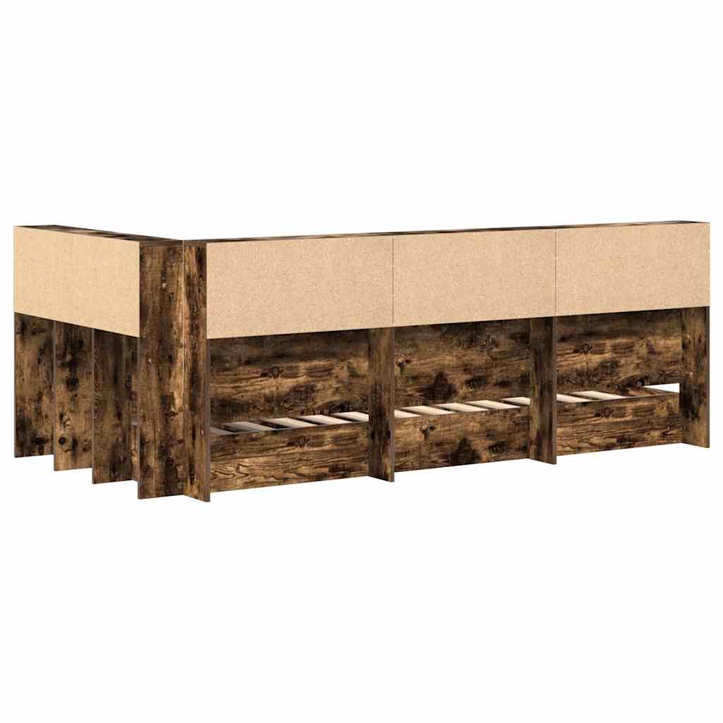 vidaXL Κρεβάτι Βιβλιοθήκης με κεφαλάρι Καπνιστή δρυς 75 x 190 cm