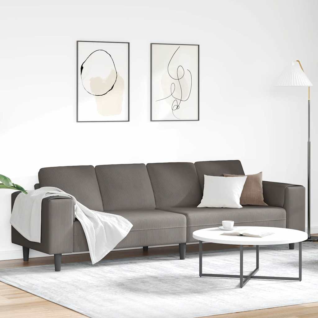 vidaXL Καναπές Ανοιχτό γκρι 250 x 77 x 76 εκ. Υφασμάτινο Κορντουρά