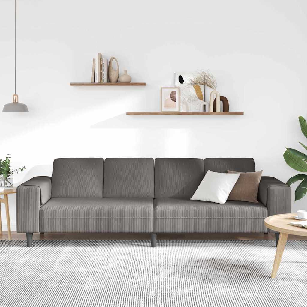 vidaXL Καναπές Ανοιχτό γκρι 250 x 77 x 76 εκ. Υφασμάτινο Κορντουρά