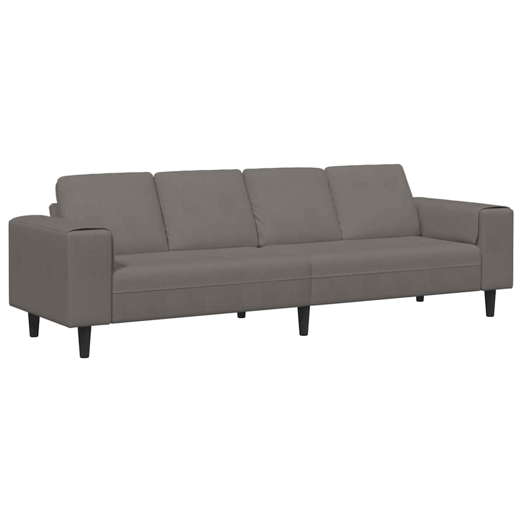 vidaXL Καναπές Ανοιχτό γκρι 250 x 77 x 76 εκ. Υφασμάτινο Κορντουρά
