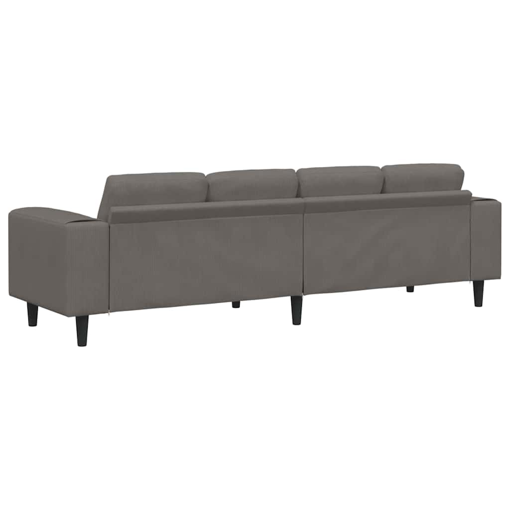 vidaXL Καναπές Ανοιχτό γκρι 250 x 77 x 76 εκ. Υφασμάτινο Κορντουρά