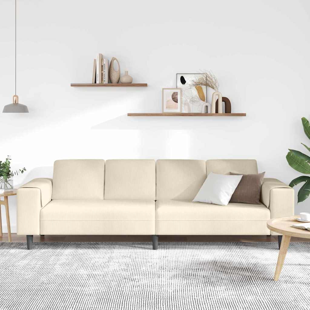 vidaXL Καναπές Κρεμ 250 x 77 x 76 εκ. Υφασμάτινο Κορντουρά