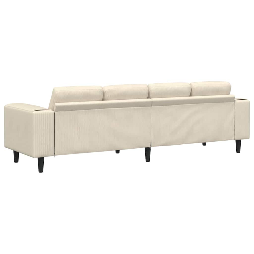 vidaXL Καναπές Κρεμ 250 x 77 x 76 εκ. Υφασμάτινο Κορντουρά