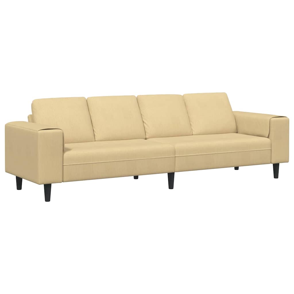 vidaXL Καναπές Γκρι Πράσινο 250 x 77 x 76 εκ. Υφασμάτινο Κορντουρά