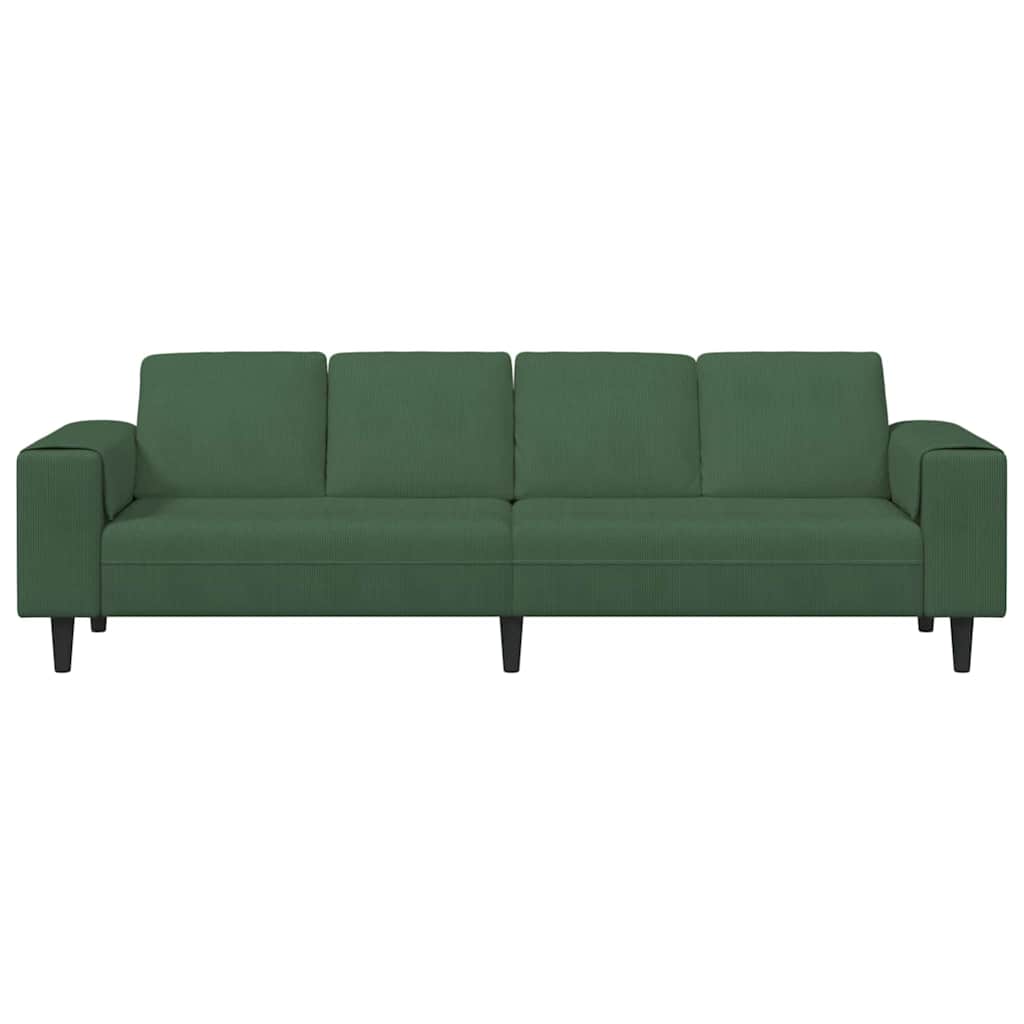 vidaXL Καναπές Σκούρο Πράσινο 250 x 77 x 76 εκ. Υφασμάτινο Κορντουρά