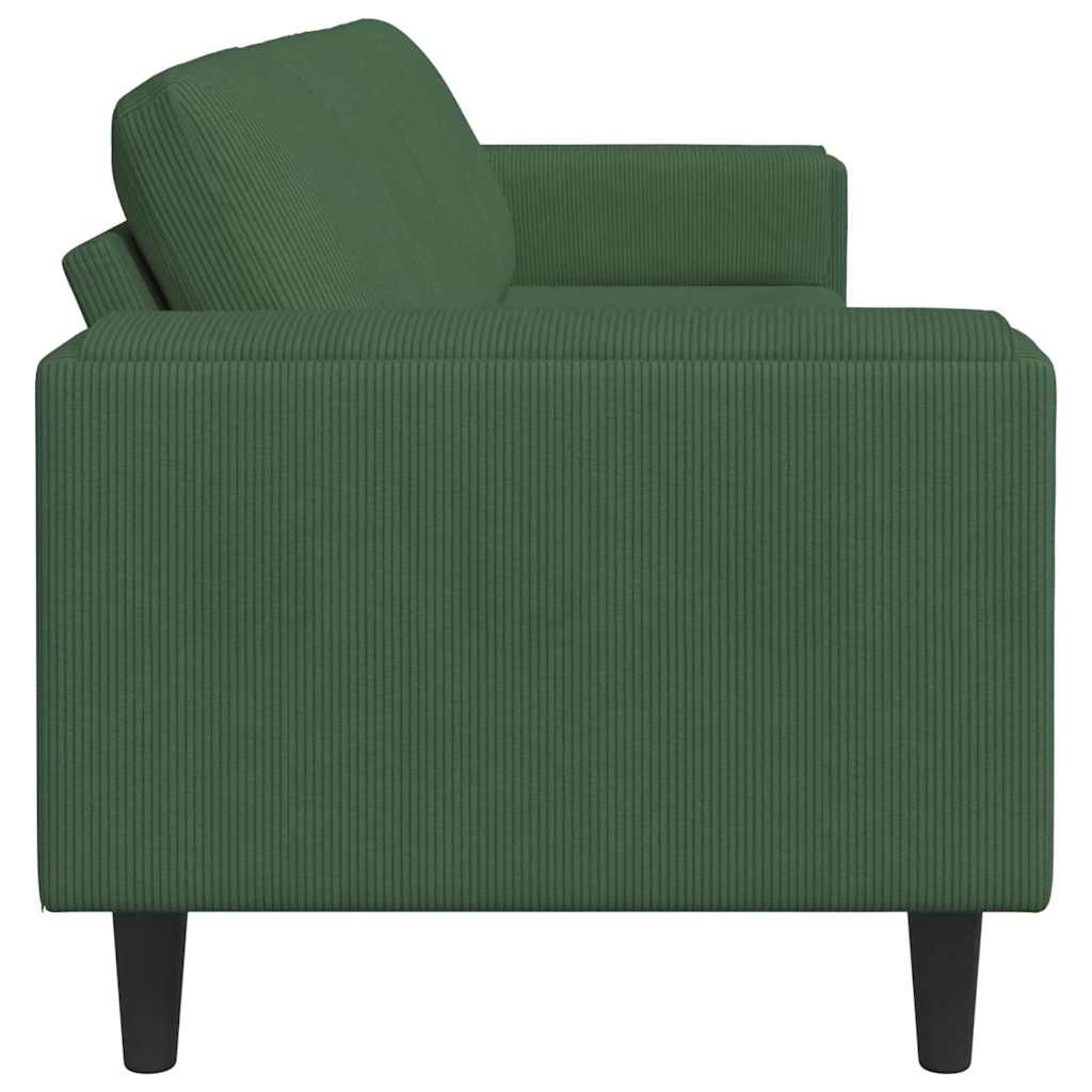 vidaXL Καναπές Σκούρο Πράσινο 250 x 77 x 76 εκ. Υφασμάτινο Κορντουρά