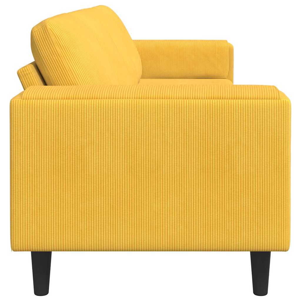 vidaXL Καναπές Απαλό Κίτρινο 250 x 77 x 76 εκ. Υφασμάτινο Κορντουρά