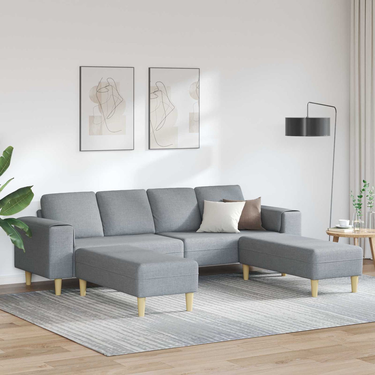 vidaXL Καναπές σαλονιού 3 pcs Ανοιχτό γκρι Πολυεστέρας