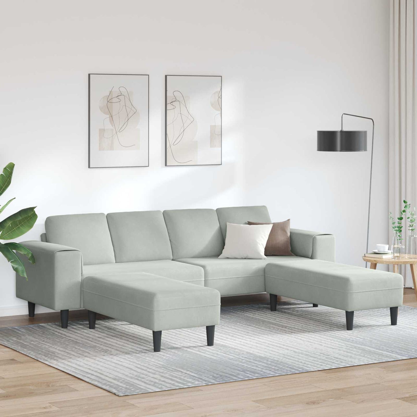 vidaXL Καναπές σαλονιού 3 pcs Ανοιχτό γκρι 250 x 188 x 76 εκ.