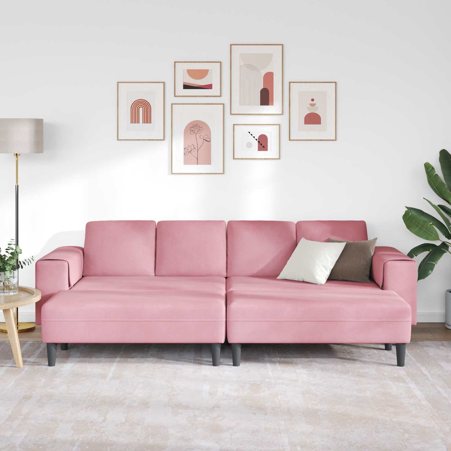 vidaXL Καναπές σαλονιού 3 pcs Ροζ 250 x 188 x 76 εκ.