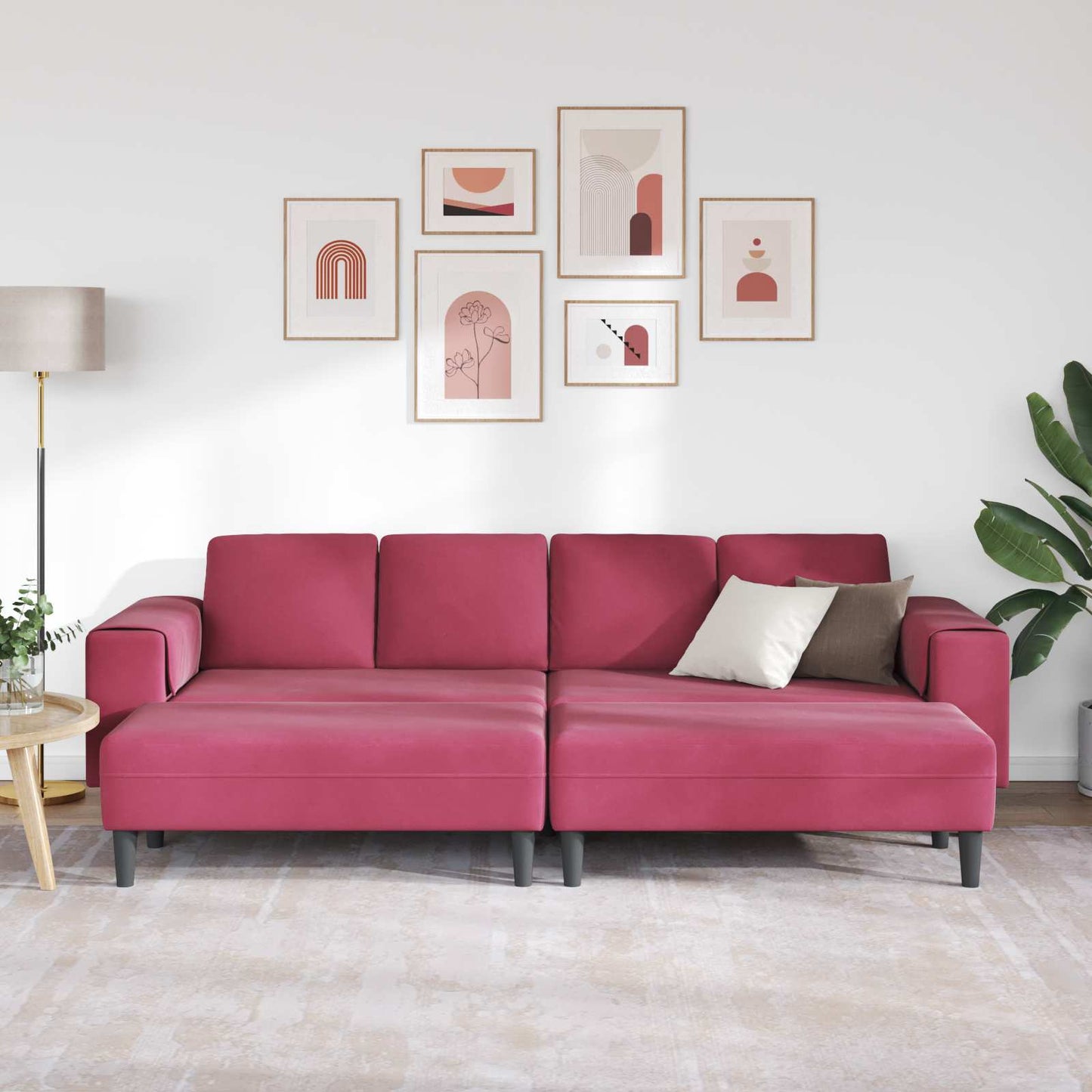 vidaXL Καναπές σαλονιού 3 pcs Κόκκινο 250 x 188 x 76 εκ.