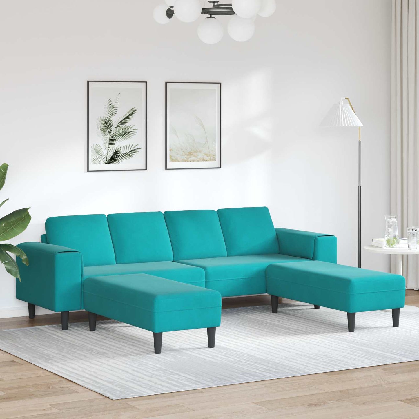 vidaXL Καναπές σαλονιού 3 pcs Τιρκουάζ 250 x 188 x 76 εκ.