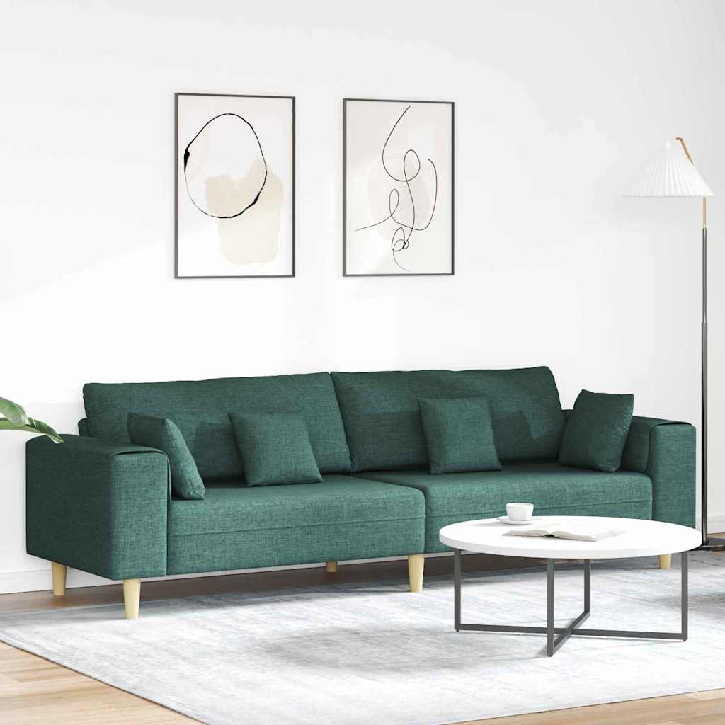 vidaXL Καναπές με μαξιλάρι Σκούρο Πράσινο 250 x 77 x 76 εκ. ύφασμα