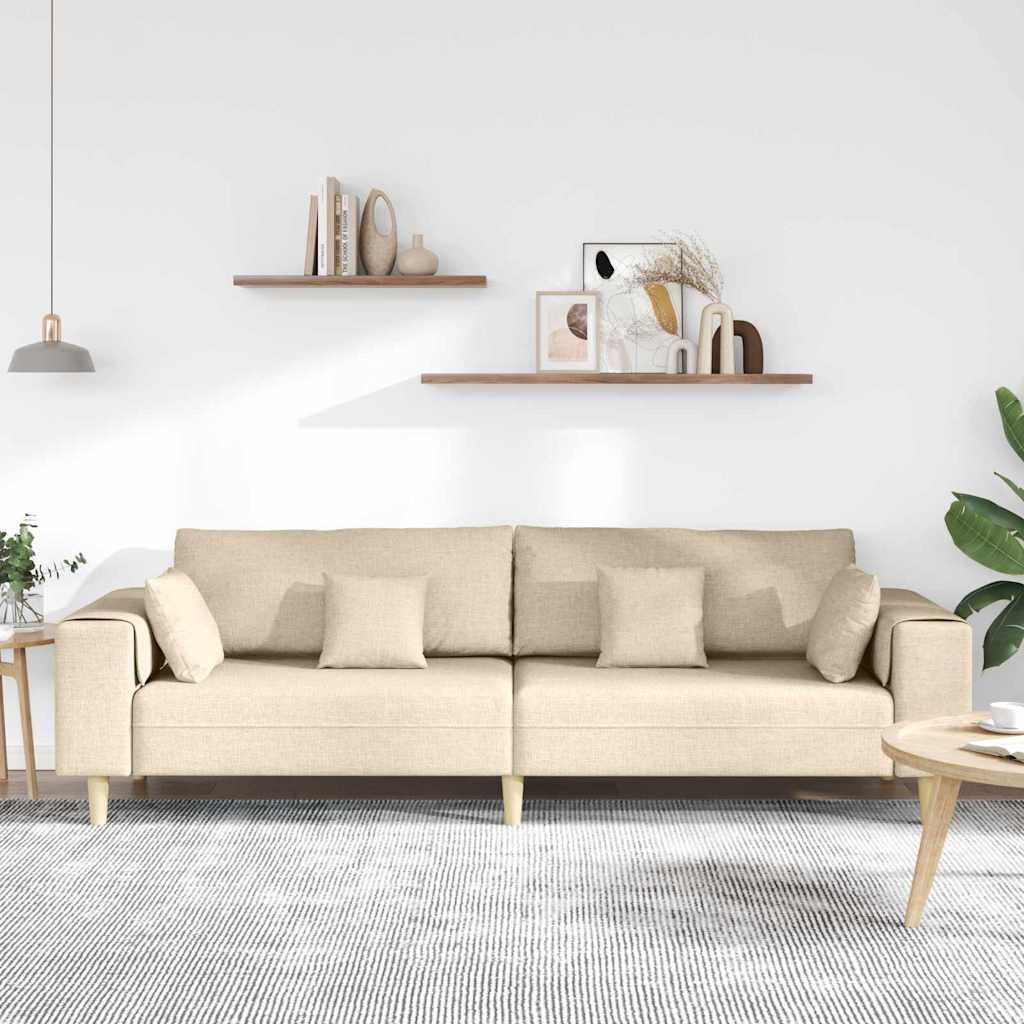 vidaXL Καναπές με μαξιλάρι Κρεμ 250 x 77 x 76 εκ. ύφασμα