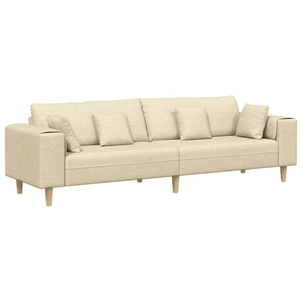 vidaXL Καναπές με μαξιλάρι Κρεμ 250 x 77 x 76 εκ. ύφασμα