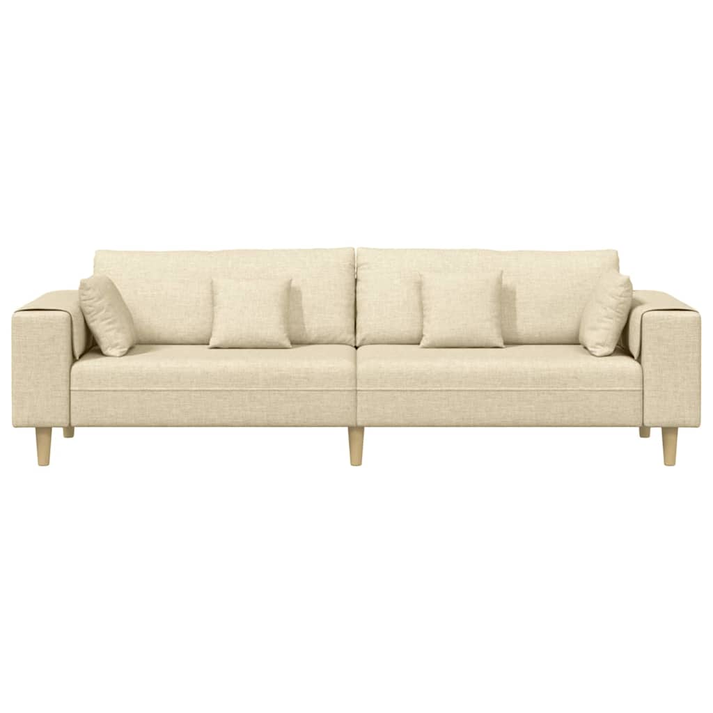 vidaXL Καναπές με μαξιλάρι Κρεμ 250 x 77 x 76 εκ. ύφασμα